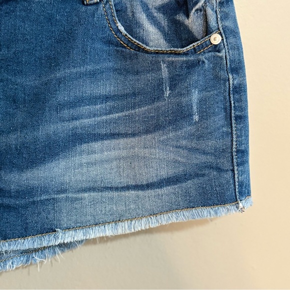 Vintage Y2K Low Rise Denim Skort Button Up Front Frayed - Picture 8 of 15